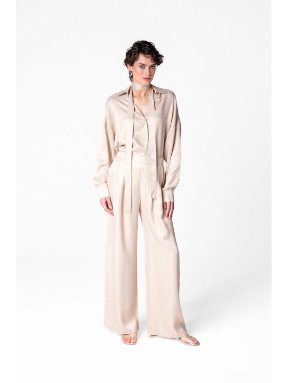 LE POSSÉ LE POSSÉ Pantaloni di tessuto SS Beige chiaro Regular Fit