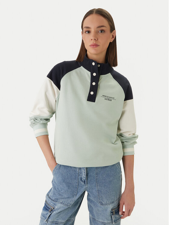 Guess Guess Pulóver GUESS x NORTH SAILS W6GQ12 K3481 Zöld Regular Fit
