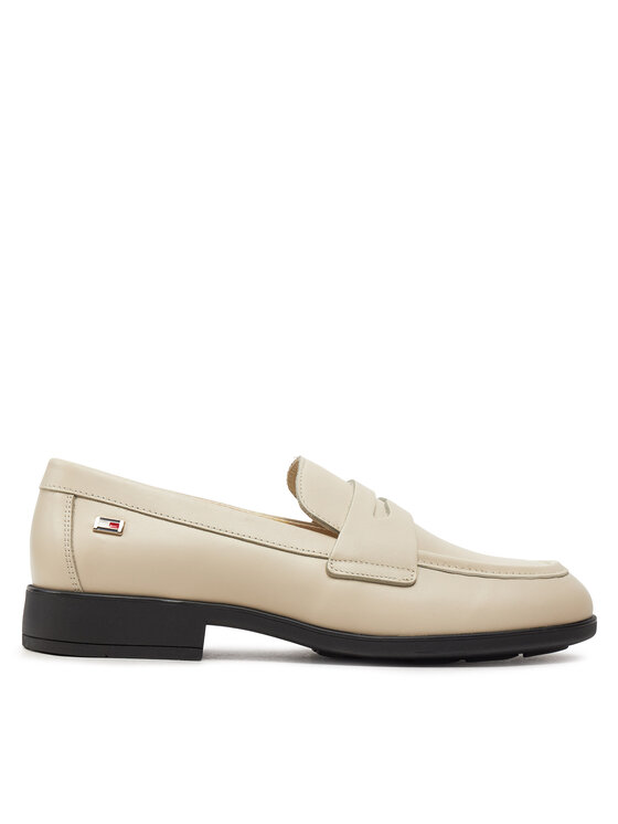 Tommy Hilfiger Tommy Hilfiger Slipper Flag Leather Classic Loafer FW0FW08030 Beige