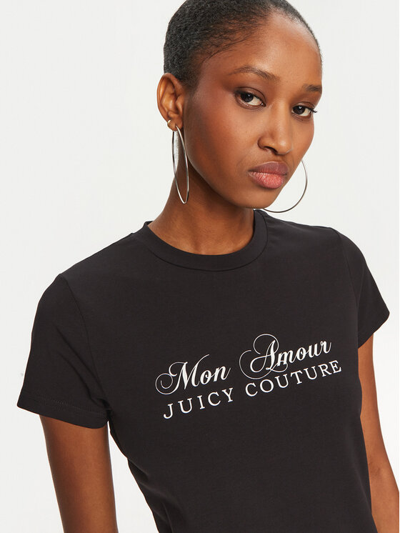 Juicy Couture Juicy Couture Tričko Mon Amour JCSCT224407 Čierna Slim Fit
