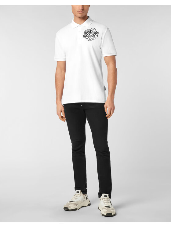 PHILIPP PLEIN PHILIPP PLEIN Polo 24703 Biały Slim Fit
