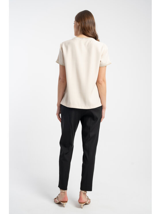 CLICK CLICK Μπλουζάκι 10-6822 Μπεζ Relaxed Fit