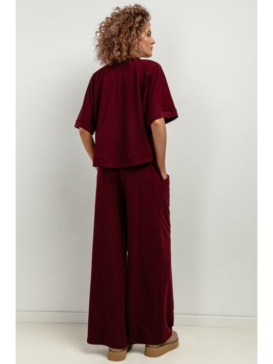 Tessita Tessita Bluza T416/9/XS-S Bordowy Loose Fit