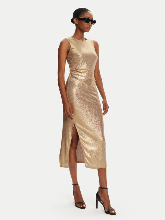 Patrizia Pepe Patrizia Pepe Kokteiļkleita 2A2904/J276-FF59 Zelta Regular Fit