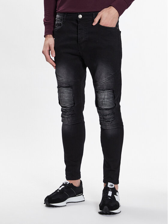Brave Soul Džínsy MJN-BIKERCHARC Čierna Skinny Fit