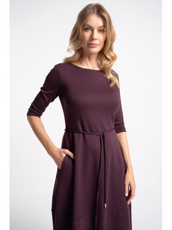 CLICK CLICK Sukienka dzianinowa 60-6028 Fioletowy Regular Fit