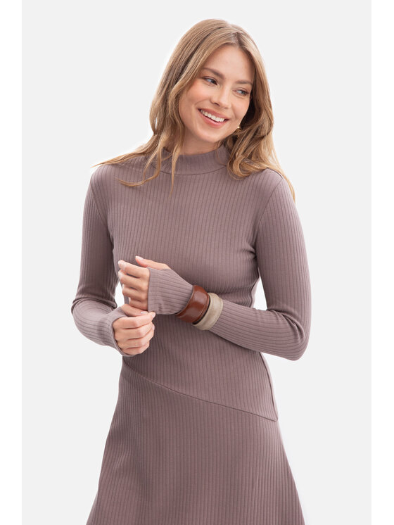 BeWear BeWear Sukienka dzianinowa b299 Brązowy Baggy Fit