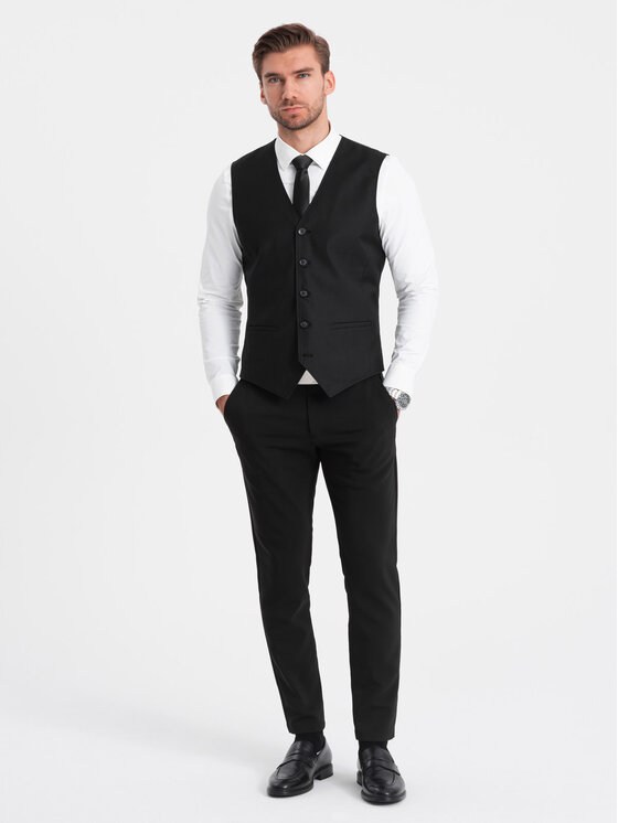 Ombre Ombre Kamizelka OM-BLZV-0112 Czarny Fitting Fit