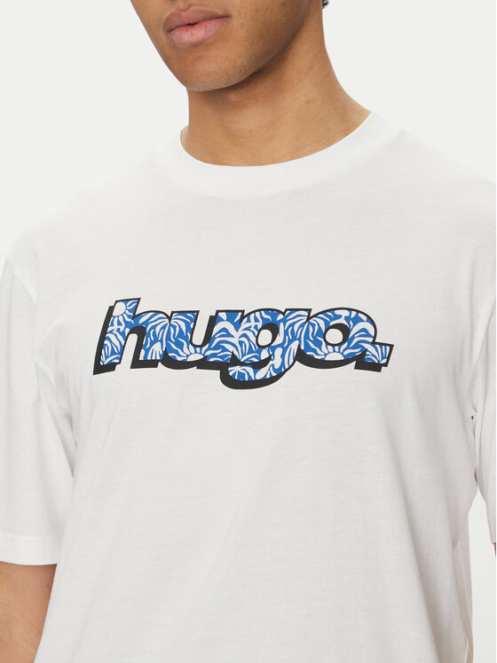 HUGO HUGO T-krekls Nugibol 50542932 Balts Regular Fit