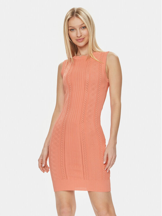 Guess Robe en tricot Es Sl Adaline W4GK11 Z2U00 Corail Slim Fit