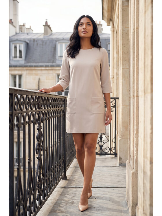 FIGL FIGL Φόρεμα κοκτέιλ M1350 Μπεζ Straight Fit
