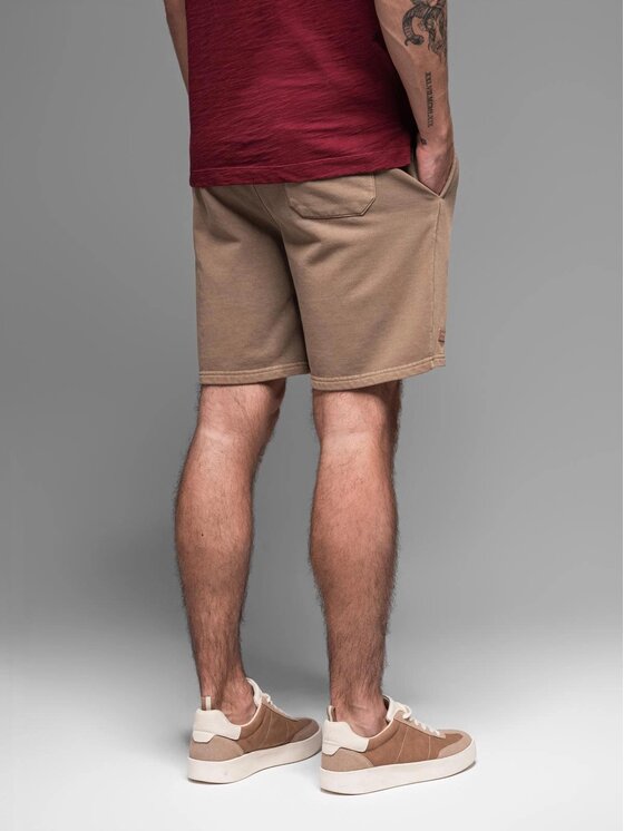 Ombre Ombre Šortky z materiálu OM-SRWS-0122 Hnědá Relaxed Fit