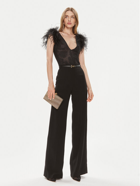 Elisabetta Franchi Elisabetta Franchi Riidest püksid PA-053-42E2-5895 Must Relaxed Fit