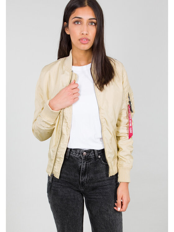 Alpha Industries Alpha Industries Kurtka bomber MA-1 TT Light Bomber Jacket Women Beżowy Slim Fit