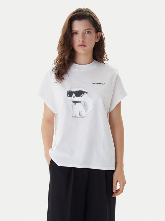 KARL LAGERFELD Tricou A2W17115 Alb Loose Fit