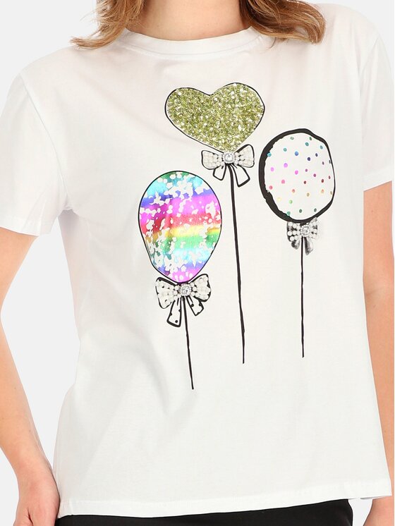 Perso Perso T-Shirt TCE245285F Bílá Regular Fit