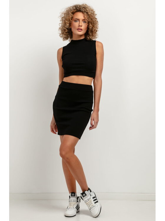 Tessita Tessita Bluzka T388 Czarny Cropp Fit
