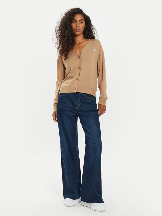 Guess Jeans Guess Jeans Kardigán W4BR16 Z3HO2 Barna Regular Fit