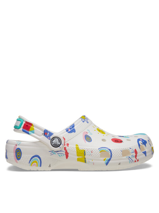 Crocs Natikači Classic Doodle Print Clog K 210356 Bela