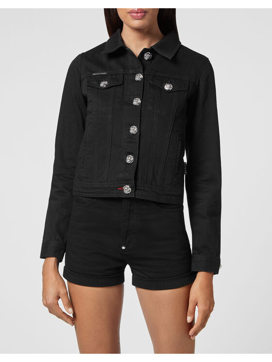 PHILIPP PLEIN PHILIPP PLEIN Kurtka jeansowa 6059 Czarny Regular Fit