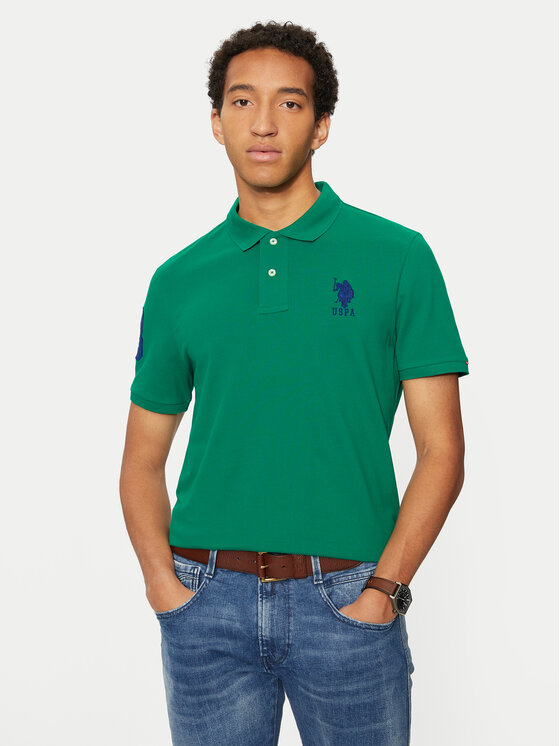 U.S. Polo Assn. U.S. Polo Assn. Тениска с яка и копчета MUP3313 Зелен Regular Fit