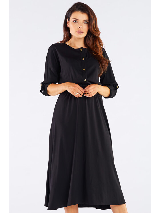 Awama Awama Sukienka letnia A452 Czarny Basic Fit