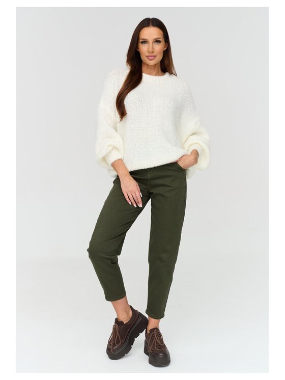 Makadamia Makadamia Sweter C83 Biały Loose Fit