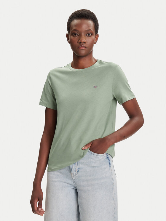 Gant Gant T-Shirt Shield 4200200 Zielony Regular Fit