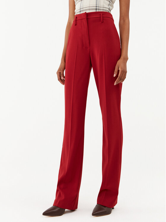 Patrizia Pepe Hlače iz tkanine 8P0540/A6F5-R799 Bordo rdeča Straight Fit