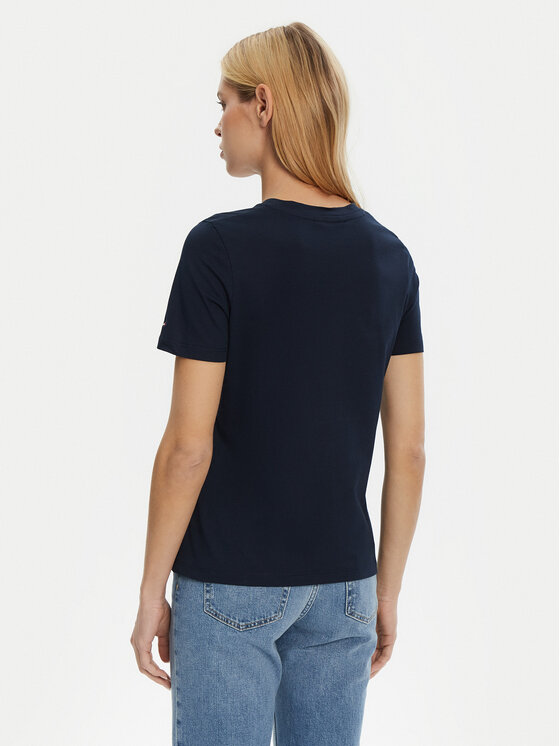 Tommy Hilfiger Tommy Hilfiger T-Shirt WW0WW45428 Tmavomodrá Regular Fit