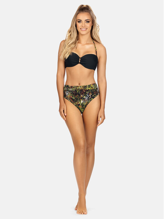 Miss Lou Miss Lou Bikini pezzo sopra Lana Safari Fashion G-ML040 Nero
