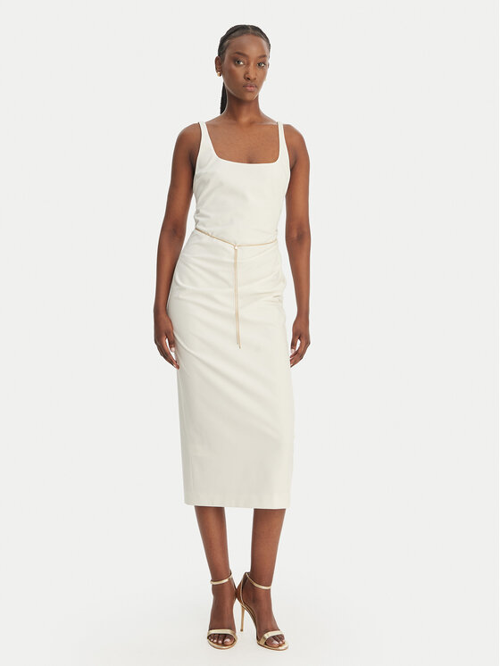 HUGO Rochie cocktail Kankeni 50558191 Écru Slim Fit