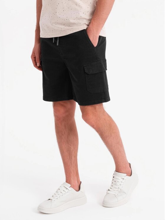 Ombre Ombre Szorty materiałowe OM-SRCG-0190 Czarny Regular Fit