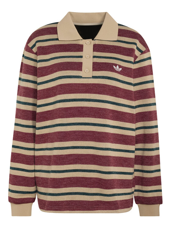 adidas adidas Суитшърт Stripe Knitted Polo Top LG4083 Бордо Regular Fit