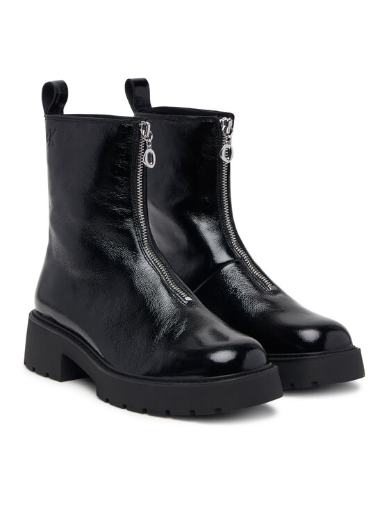 Calvin Klein Calvin Klein Μποτάκια Chunky Zip Boot Shiny Lth HW0HW03200 Μαύρο