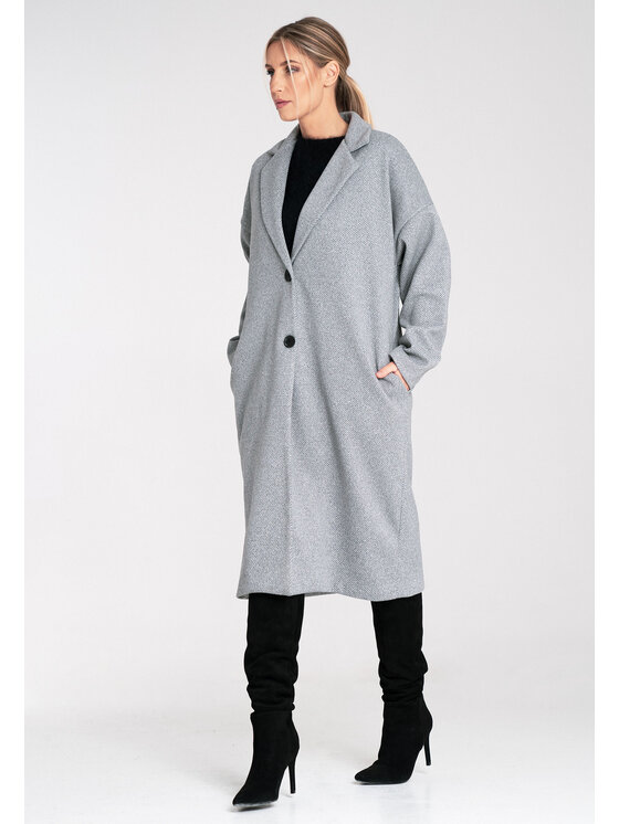 FIGL FIGL Płaszcz M1111 Szary Regular Fit