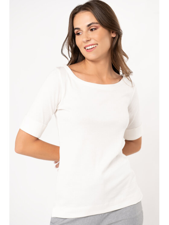 QUIOSQUE QUIOSQUE Blúzka 22-TD-BS1 Écru Regular Fit