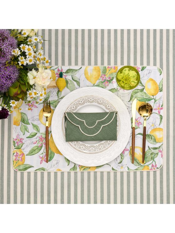 Roseberry Home Roseberry Home Podkładka na stół dwustronna Lemonade & Stripes Żółty