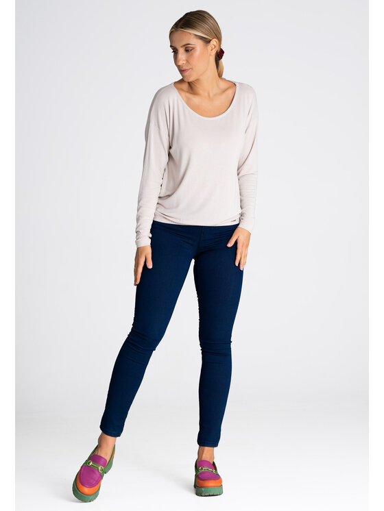 FIGL FIGL Bluzka M981 Beżowy Regular Fit