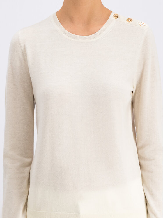 Tory Burch Tory Burch Sweater Logo-Button 55292 Fehér Slim Fit
