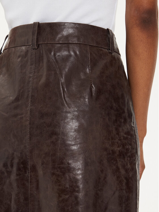 Gestuz Gestuz Usnjeno krilo 10908393 Rjava Relaxed Fit