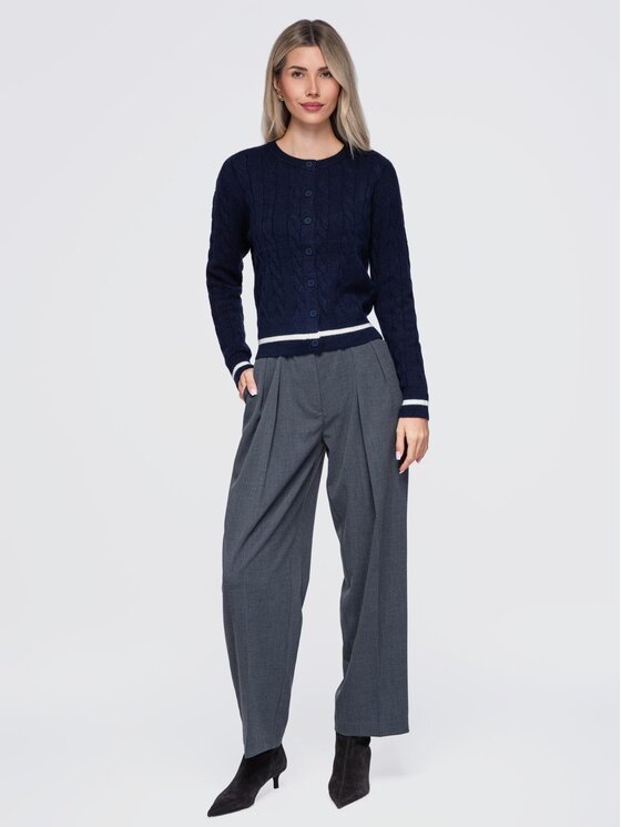 Ombre Ombre Sweter OW-SW-E0028 Granatowy Slim Fit