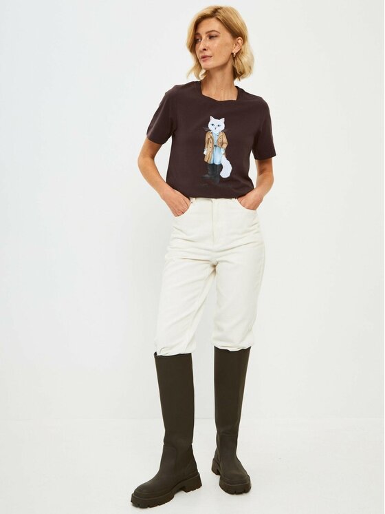 CAT by maniita lacitta CAT by maniita lacitta T-Shirt Printed T-shirt Brązowy Regular Fit