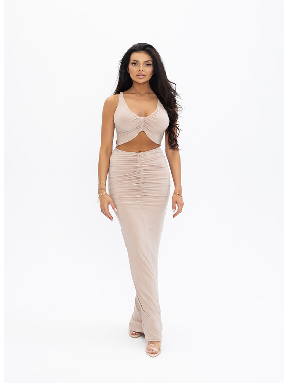 Love Saints Love Saints Sukienka dzianinowa L26LF-SU-K04 Beżowy Slim Fit