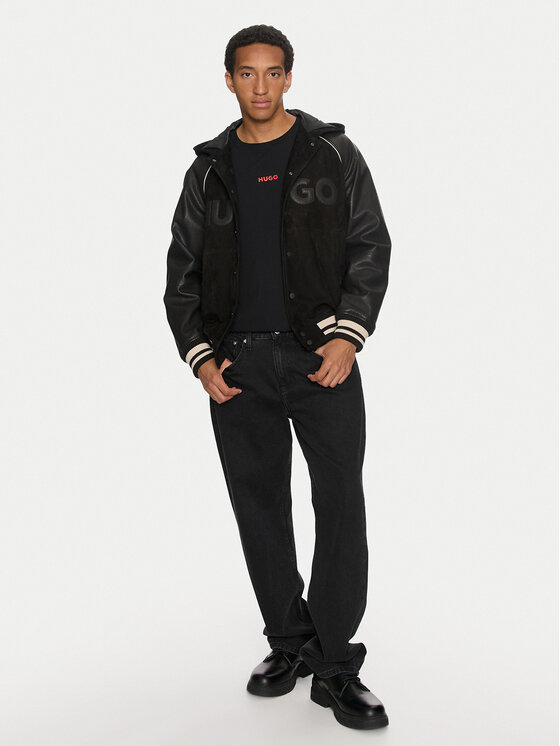 HUGO Hugo Kurtka skórzana Loder 50516870 Czarny Regular Fit