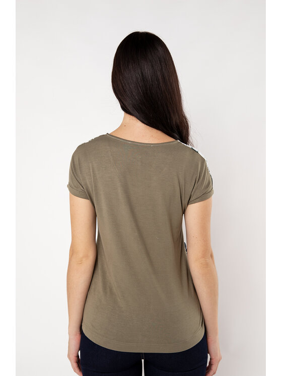 QUIOSQUE QUIOSQUE Blúzka 22-TD-130 Zelená Regular Fit