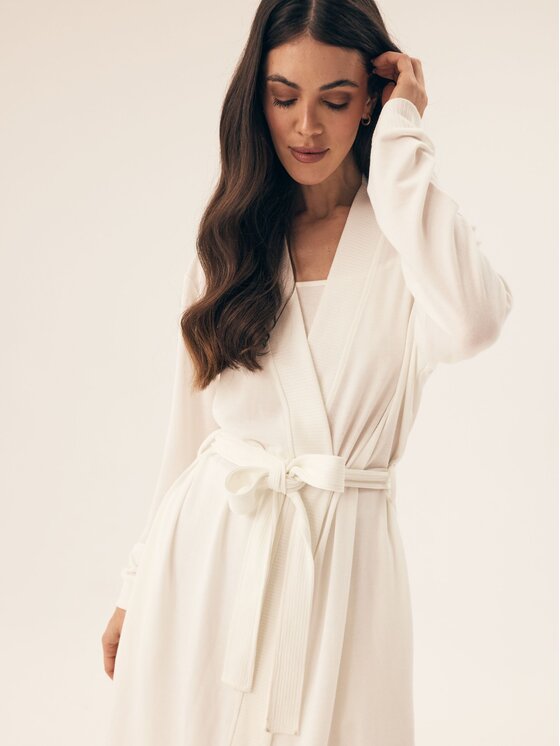 Esotiq Esotiq Szlafrok 42412 Kremowy Relaxed Fit