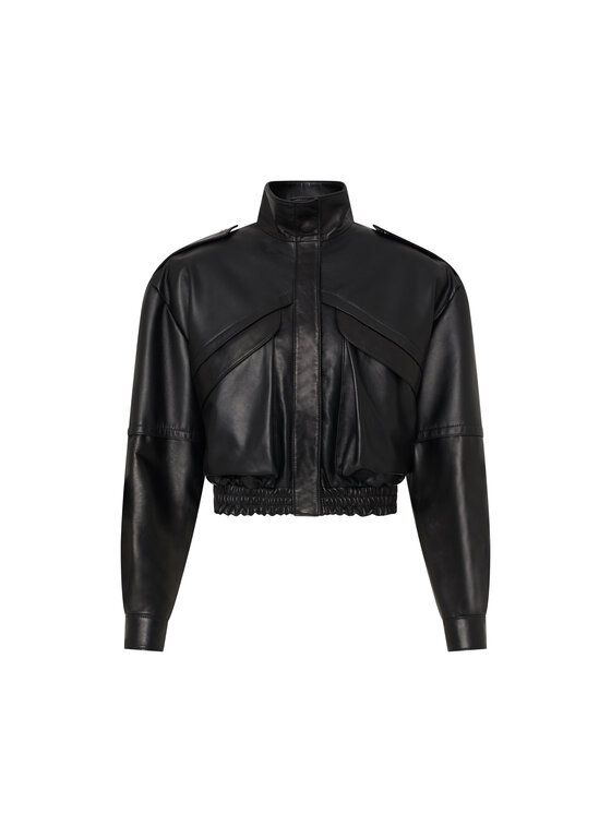 Mimika Mimika Kurtka skórzana bomber n^7 absolute black Czarny Relaxed Fit