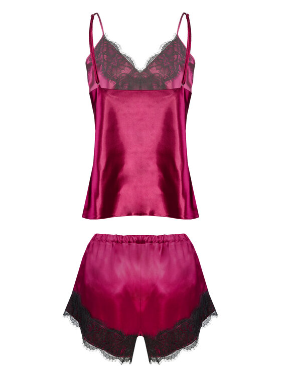 DKaren Lingerie DKaren Lingerie Komplet bielizny Tima Bordowy Sexy Straight Fit