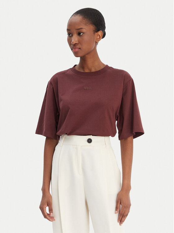 BOSS BOSS T-Shirt Enismall 50523256 Brązowy Oversize